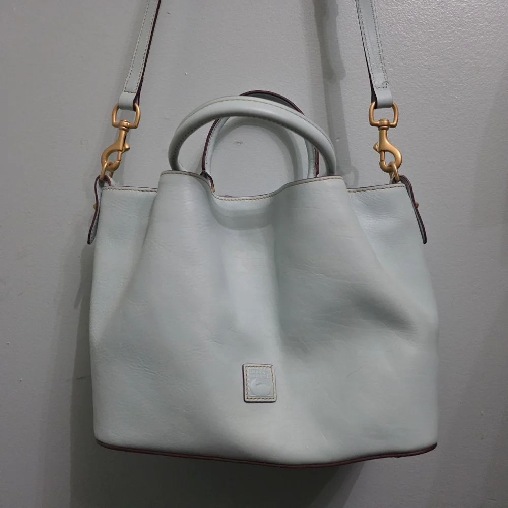 Dooney & Bourke Pale Blue Leather Tote with Gold Hardware - Picture 2 of 3